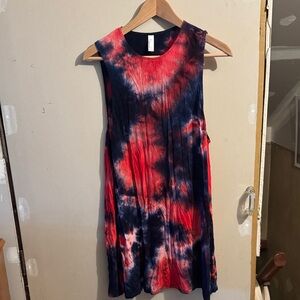 American Apparel Red and Blue Tie-Dye Top